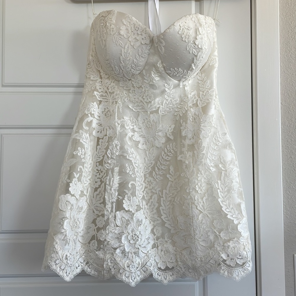 Custom micro mini  Lace Wedding Dress. House of Deane